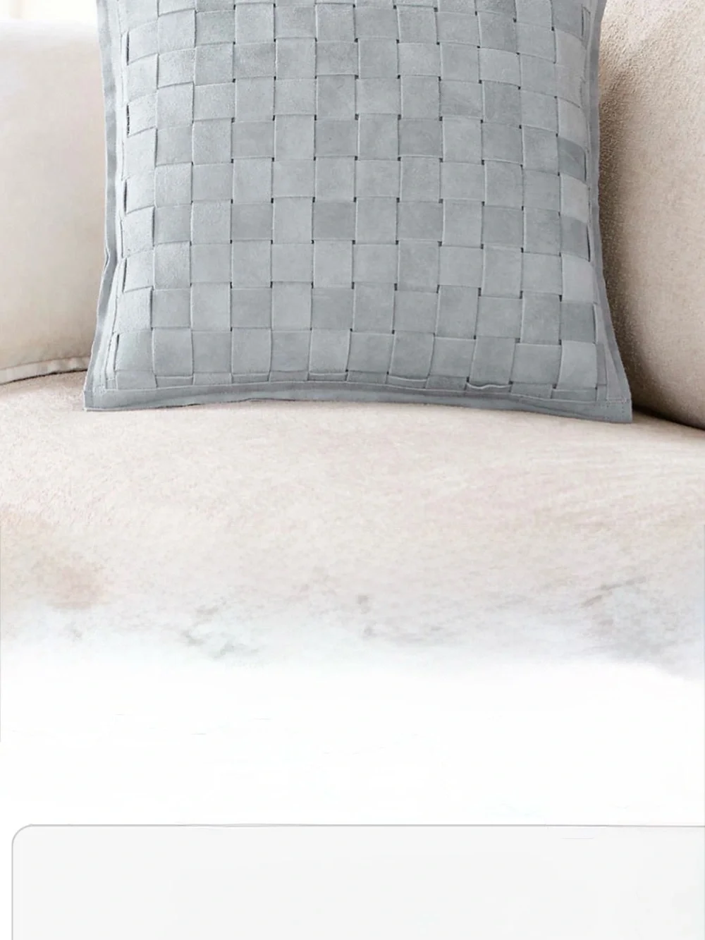 Crate&Barrel Hyde Woven Suede 20x20 Light Gray Throw Pillow Cover